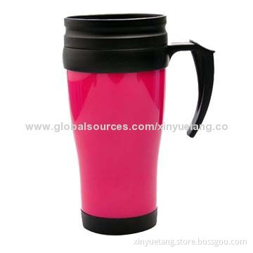 Hot-selling 400mL Plastic Coffee Tumbler with Handle, PS + PPNew